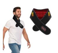 Neck Heating Pad with Vibration, Neck and Shoulder Pain Relief, Rechargeable Heated Neck Warmer Brace with 3 Heat Settings, Heated Necks Scarf with 3000mAh Power Bank, Heating Pad with Red Light