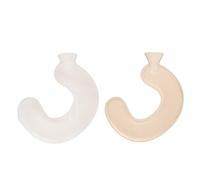 Neck Hot Water Bottle, U Shaped 1l Hot Water Bag Neck Shoulder Heating Wrap Pillow Warm Compress with Soft Cover for Hot Cold Therapy Pain Relief (Beige Pure Color)