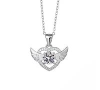 Neck Less Necklace Woman Beating Dazzling Heart Shaped Pendant Small Pendant Woman Center of Necklace (A, One Size)