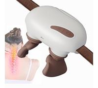 Neck Massager Back Pain Relief, Portable Shiatsu Back Massager, 4D Heated Massager, 3 Modes 2 Temperatures Heating, Cordless Electric Deep Tissue Kneading Massager,White-1PC