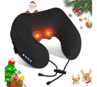 Neck Massager, Electric 3D Kneading Massage Pillow with Heat Deep Tissue Pain Relief Rechargeable for Shoulder Back Cordless Portable Home Office Car Travel (Black)