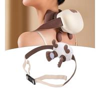 Neck Massager,Electric Neck and Back Massager with Heat, Shiatsu Back Neck and Shoulder Massager with 3 Speeds 2 Heat Settings, Cordless 4D Kneading Bionic Finger Heated Neck Massager (White + Khaki)