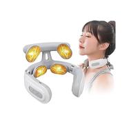 Neck Massager for Neck Pain - Portable USB Rechargeable Electric Neck Massager with 4 Massage Heads, 5 Modes 16 Intensity Levels & Heat Therapy, for Home Office Travel