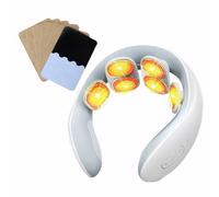 Neck Massager for Pain Relief - 6 Modes, 15 Intensities, Heat Therapy, USB Charging, Long Battery Life, 5 Vibration Massage Heads, White