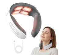 Neck Massager with 4-Head Design, Portable Electric Cervical Spine Massager, 6 Modes, 9 Intensity Levels, USB Charging Neck Massage Machine for Pain, Home, Office Travel (White)