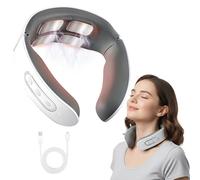 Neck Massager with 4-Head Design, Portable Electric Heated Cervical Spine Massager, 6 Modes, 9 Intensity Levels, USB Charging Neck Massage Machine for Pain, Home, Office Travel (White)