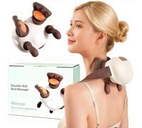 Neck Massager with Hands and Fingers, Real Touch Heat Massager - Advanced Thermal Therapy at Home, Electric 4d Kneading, Palm-Inspired Red Light Heating, 3 Modes & 2 Heat Levels (White)