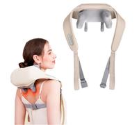 Neck Massager with Heat, 6D Shiatsu Shoulder and Back Massager can Relieve Tension, Cordless Design for Rechargeable use,Ergonomic Design - Experience Deep Tissue Relaxation Anywhere (Beige)