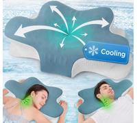 Neck Pillow for Sleeping - Cervical Memory Foam Pillow for Neck & Shoulder Pain Relief, Orthopedic Ergonomic Pillow with Armrest Design, Bed Pillow with Cooling Cover for Side Back & Stomach Sleepers