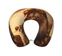 Neck Pillow Memory Foam Contour Pillow two lions Travel Pillow for Sleeping Comfortable U Shape Pillows for Traveling Car Headrest Home Office Fits Most Neck Sizes