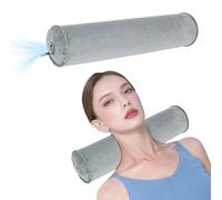 Neck Roll Pillow Inflatable Neck Support Cushion Grey Sleeping Round Bolster Pad for Travel Car Plane Sofa Home Office Decor Cushion 10 * 48CM