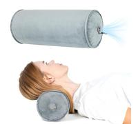 Neck Roll Pillow Inflatable Neck Support Cushion Grey Sleeping Round Bolster Pad for Travel Car Plane Sofa Home Office Decor Cushion 12.5 * 30CM