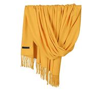 Neck Scarf Navy Pashmina Wrap Womens' Dark Blue Women Pashmina Scarf Soft Solid Plain Shawl Wrap Fashion Warm Neck With Fringes Gifts For Elderly Women (Yellow, A)