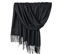 Neck Scarf Navy Pashmina Wrap Womens' Dark Blue Women Pashmina Scarf Soft Solid Plain Shawl Wrap Fashion Warm Neck With Fringes Gifts For Elderly Women (Black, A)
