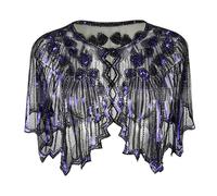 Neck Scarf Women Winter Beading Elegant Shawl Wrap Black Lace Bolero Women Short Cape Jacket Women Short Cape Sequined Lace Shawl Wraps for Women (Dark Purple, One Size)