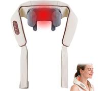 Neck & Shoulder Massager with Heat, Cordless Shiatsu Deep Tissue Neck Massager for Pain Relief, Adjustable Intensity & Modes, Ergonomic Foldable Design for Neck, Back & Trapezius (Off-White)