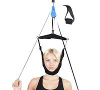 Neck Stretcher Cervical Traction Device for Home Use - Over The Door Cervical Traction Tool Adjustable Portable Neck Support Device for Relaxation Posture Correction (Blue)