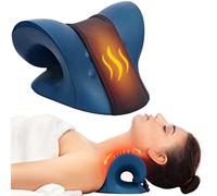 Neck Stretcher for Neck Pain Relief, Heated Cervical Traction Device Pillow with Graphene Heating Pad, Neck and Shoulder Relaxer for TMJ Pain Relief and Cervical Spine Alignment (Dark Blue)(Dark Blue)