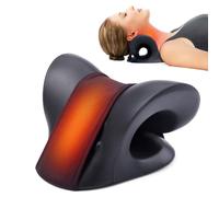 Neck Stretcher for Neck Pain Relief, Heated Cervical Traction Device Pillow with Graphene Heating Pad, Neck and Shoulder Relaxer for TMJ Pain Relief and Cervical Spine Alignment (Dark Blue)(Black)