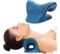 Neck Stretcher for Pain Relief, Neck and Shoulder Relaxer, Cervical Traction Device for TMJ Pain Relief and Cervical Spine Alignment Neck Curve Corrector, Chiropractic Pillow (Dark Blue)