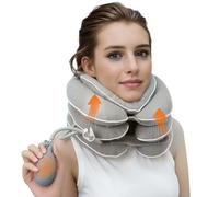 Neck Stretcher with Neck Brace, Cervical Traction, Neck Relief Tool, Adjustable Inflatable Collar Brace, Home Use, Decompression, New Technology, Breathable Fabric, Washable (Grey)
