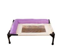 Neck Support Dog Cot Bed - Cooling Mesh Raised Cat Bed, Sleeping Puppy Beds, L-Shaped Raised Cot For Indoor/Outdoor/Camping Use | Breed Home Balcony Living Room Outdoor Garden Yard Camping Travel Trip