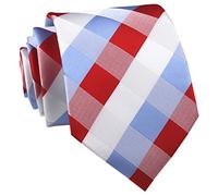 Neck Tie Soft Polyester For Formal Wear, Weddings, Prom, Celebration, Parties, Unisex Classic Check Design, Red White Blue