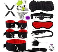 Neck to Wrist Ankle Behind Back Restraints Sex Kit for Couples Under King Bed Adjustable Sexy Straps and Restraints Downs for Adults Couples Queen Bed Bonage Kits Bedroom Toys Women Sweater E75G6