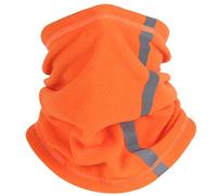 Neck Warmer, Fleece Ski Mask Drawstring Neck Scarf with Reflective Strap Soft Thermal Face Cover Fleece Neck Warmer Snood Face Warmer for Cold Weather, Orange