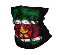 Neck Warmer Lion Funny Suriname Flag Tube Scarf Customed Headwear For Hunting, Yoga, Traveling