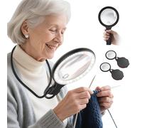Neck Wear Magnifying Glass with Light for Close Work, 138mm 5X Handheld Lighted Magnifier for Reading Books, included 2PCS Upgrade 10X Small Magnify Glasses with Protective Sheath, Ideal for Repairing