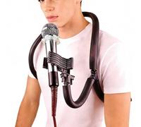 Neck-worn microphone stand with flexible boom arm - Hands-free microphone clip for outdoor concerts, street performances, solo recitals, and public speaking events