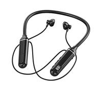 Neckband Wireless Bluetooth Headphone, Stereo Sport Earphone In-Ear with Battery Level Display, 100H Playtime, Support Memory Card, Soft Wireless Earbuds Lightweight for Running Fitness Hiking Black