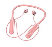 Neckband Wireless Bluetooth Headphone, Stereo Sport Earphone In-Ear with Battery Level Display, 100H Playtime, Support Memory Card, Soft Wireless Earbuds Lightweight for Running Fitness Hiking Pink