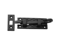 Necked Barrel Bolt 100mm Black Antique Cast Iron Heavy Duty
