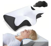 Neckhaven Pillow, Hospitality Collection, Neckhaven Butterfly Cervical Pillow, Orthopedic Memory Foam Ergonomic Contour Neck Support Pillows, for Side, Back & Stomach Sleepers (Black,m)