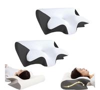 Neckhaven Pillow, Neck Haven Pillow, Neckhaven Hospitality Pillows, Cervical Memory Foam Ergonomic Neck, Memory Foam Cervical Pillows for Side Back Stomach Sleepers (2 pcs black)