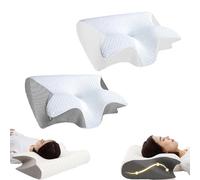 Neckhaven Pillow, Neck Haven Pillow, Neckhaven Hospitality Pillows, Cervical Memory Foam Ergonomic Neck, Memory Foam Cervical Pillows for Side Back Stomach Sleepers (white+gray)