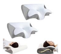 Neckhaven Pillow, Neck Haven Pillow, Neckhaven Hospitality Pillows, Cervical Memory Foam Ergonomic Neck, Memory Foam Cervical Pillows for Side Back Stomach Sleepers (2 pcs gray)