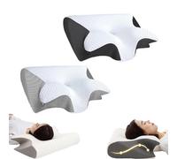 Neckhaven Pillow, Neck Haven Pillow, Neckhaven Hospitality Pillows, Cervical Memory Foam Ergonomic Neck, Memory Foam Cervical Pillows for Side Back Stomach Sleepers (black+gray)