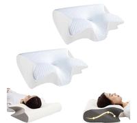 Neckhaven Pillow, Neck Haven Pillow, Neckhaven Hospitality Pillows, Cervical Memory Foam Ergonomic Neck, Memory Foam Cervical Pillows for Side Back Stomach Sleepers (2 pcs white)
