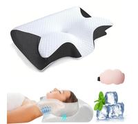 NeckHaven Pillow, Neckhaven Pillow for Snoring,Neck haven Butterfly for Side Sleeper with Contoured Memory Foam to Promote Deeper, More Restful Sleep (black1pcs)