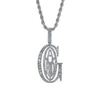 Necklace， 18k Plated Lab Diamond Necklace Iced Out G-AD Pendent Hip Hop Chain for Men Women