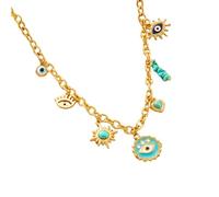 necklace 316L synthesis Not fading Turquoise The Devil's Eye round Pendant Necklace For Womens Trend Demon Eye Neck Jewelry Gift Party Chain
