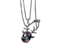 Necklace 9.10Ct 10x20mm Oval Fire Mystic Topaz Gemstone Pendant Neckace in Silver Gift For Her