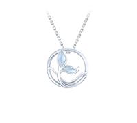 Necklace 925 Silver Clavicle Chain Blue Crystal Mermaid Tail Necklace Light Luxury Fashion Necklace Female Gift for Girlfriend Necklaces for Women Trendy
