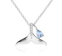 Necklace 925 Sterling Silver Ladies Necklace Ocean Mermaid Tail With Natural Crystal Ladies Necklace Elegant Jewelry