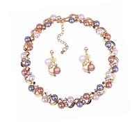 Necklace and Earring Rhinestone Outfit Mrs Earrings for Bride Rhinestone Earrings Pearl Alloy