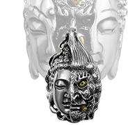 Necklace Between Buddha and Devil Pendant Vintage Hip Hop Men Jewelry, Halskette70cm