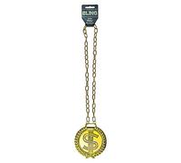 NECKLACE BLING DOLLAR GOLD 12CM W/80CM CHAIN